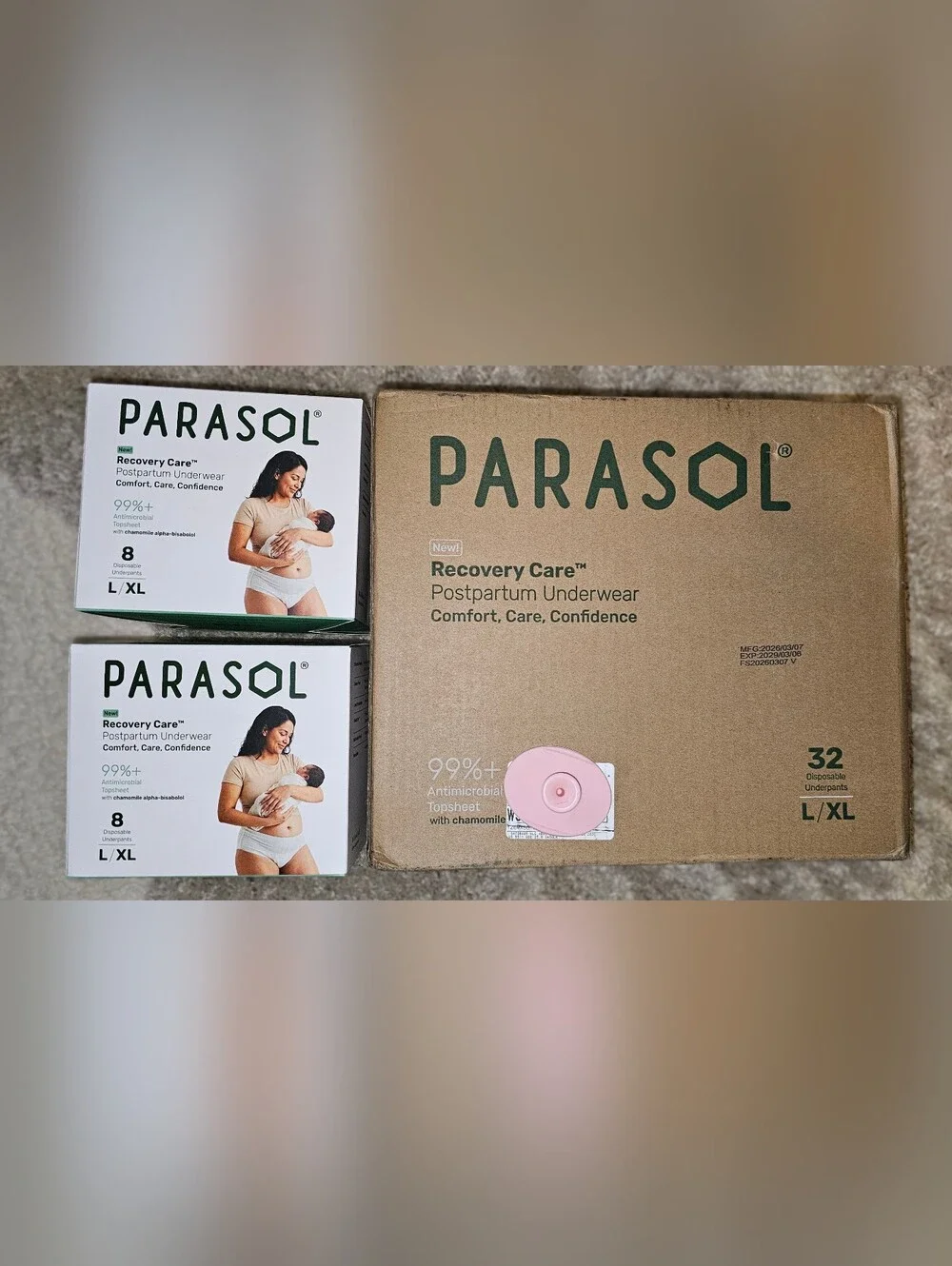 Parasol Recovery Care Postpartum Underwear - L/XL - White